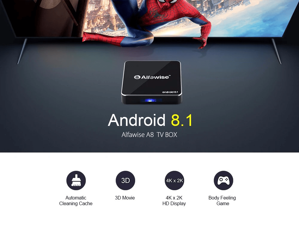 TV Box Alfawise A8 Android 8.1 2GB RAM + 16GB ROM 4K H.265