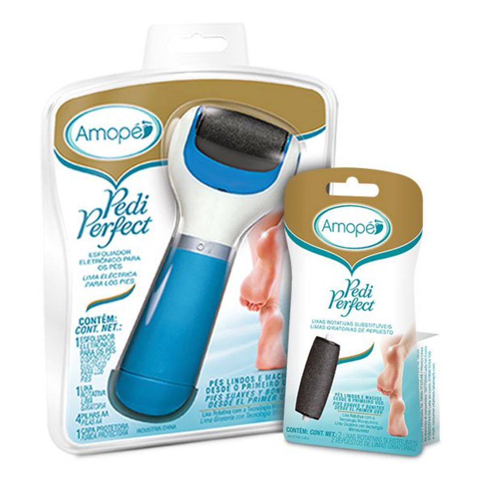 Kit Amopé Pedi Perfect Esfoliador Eletrônico + Lixas Substituíveis 1un. + 2un.