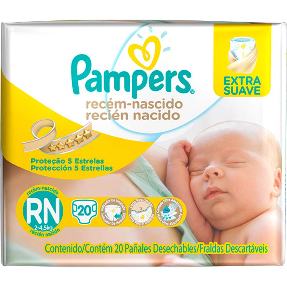 Fraldas Descartáveis Pampers Tamanho RN – 20 Unidades