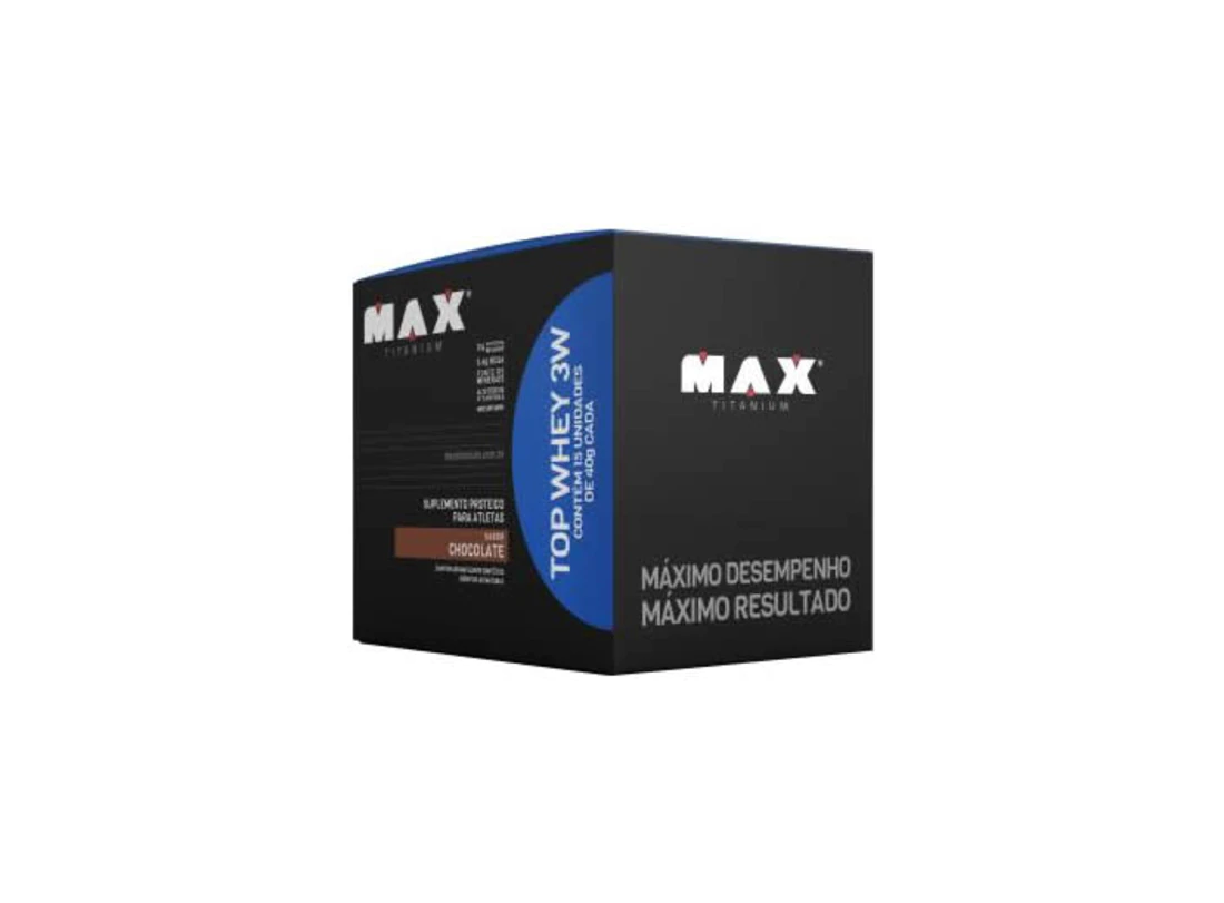 Whey Max Titanium Suplemento Top whey protein 3W Chocolate sache 40g