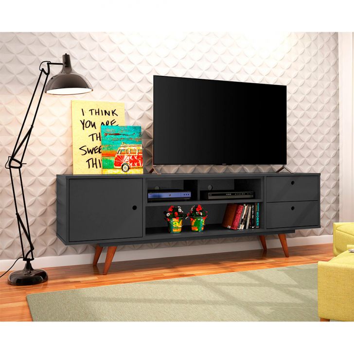 Rack Retrô Rostock Preto 160 cm