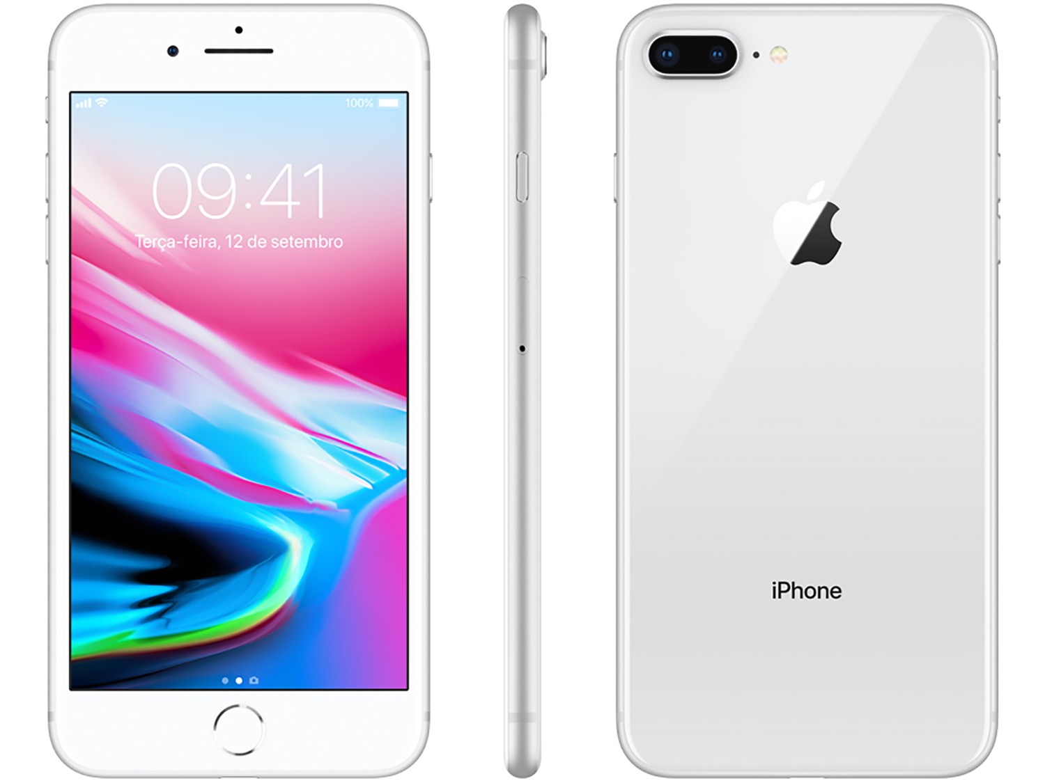iPhone 8 Plus Apple 64GB Prata 4G Tela 5,5″ – Retina Câm 12MP + Selfie 7MP iOS 11 Proc. Chip A11 Bivolt