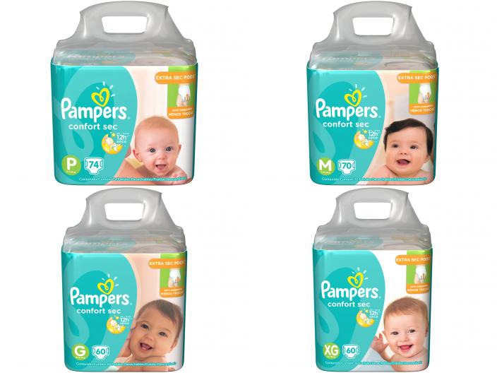 Fraldas Pampers Confort Sec Tamanho P, M, G, XG – Extra Sec Pods