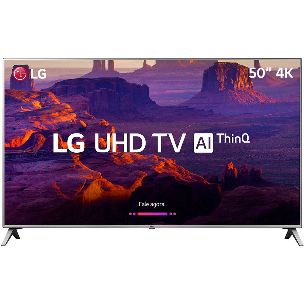 Smart TV LED 50″ LG 50UK6510 Ultra HD 4k com Conversor Digital 4 HDMI 2 USB Wi-Fi ThinQ AI WebOS 4.0 60Hz Inteligencia Artificial – Prata