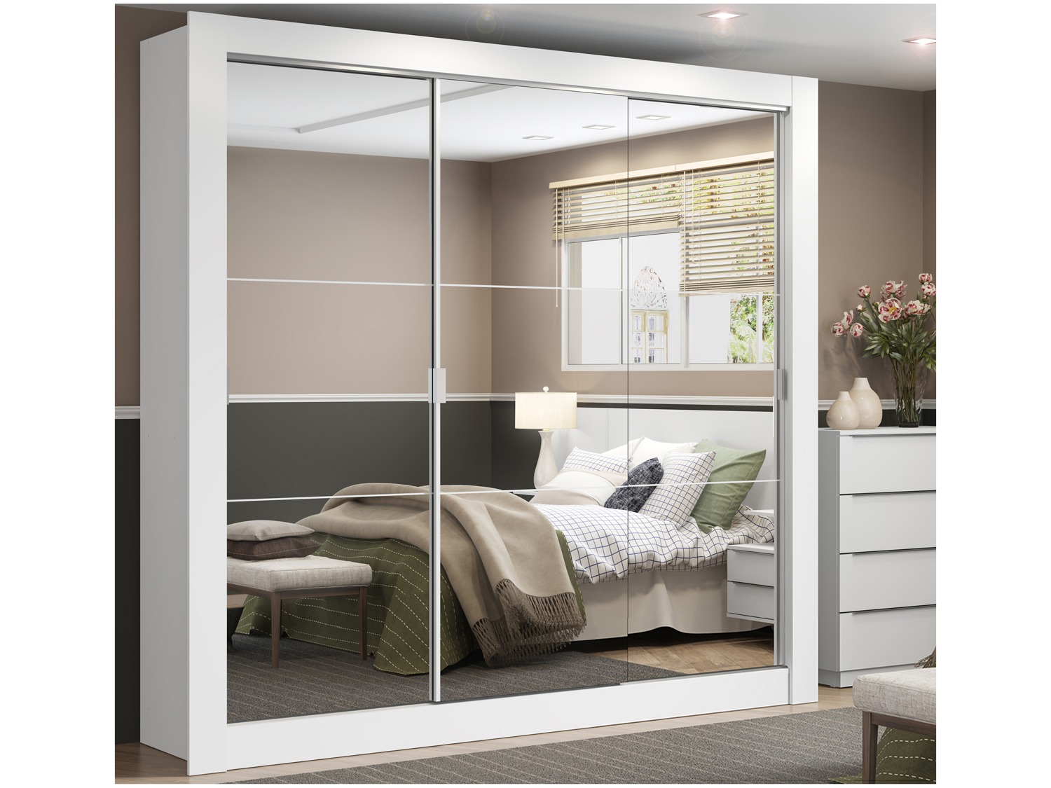 Guarda-roupa Casal 3 Portas Madesa – City 1056-3E com Espelho