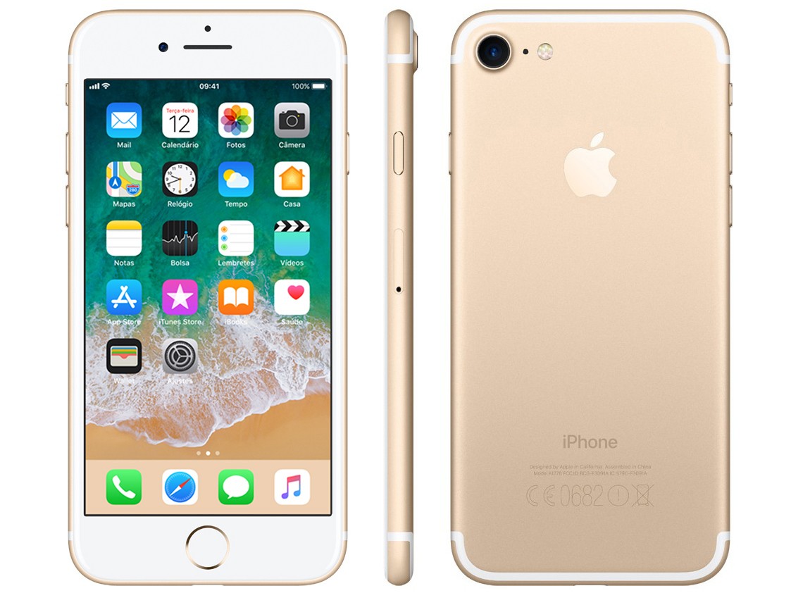 iPhone 7 Apple 32GB Dourado 4G Tela 4.7” Retina – Câm. 12MP + Selfie 7MP iOS 11 Proc. Chip A10