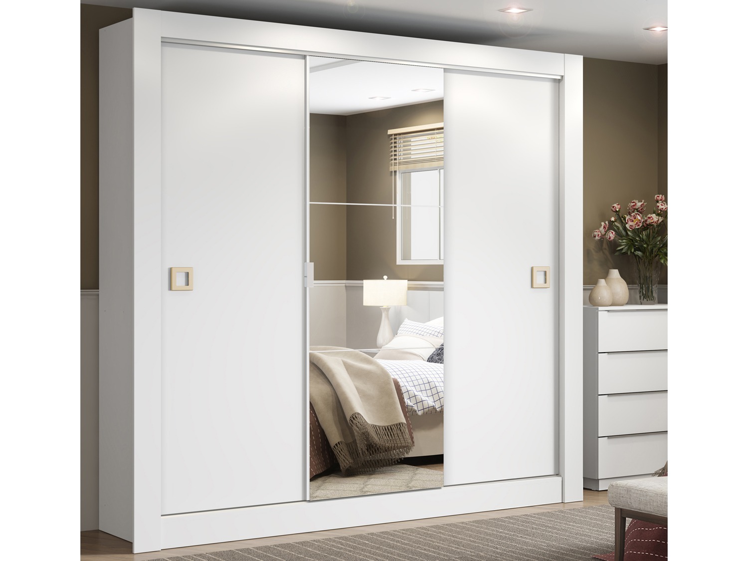 Guarda-roupa Casal 3 Portas Madesa – City 1056-1E com Espelho