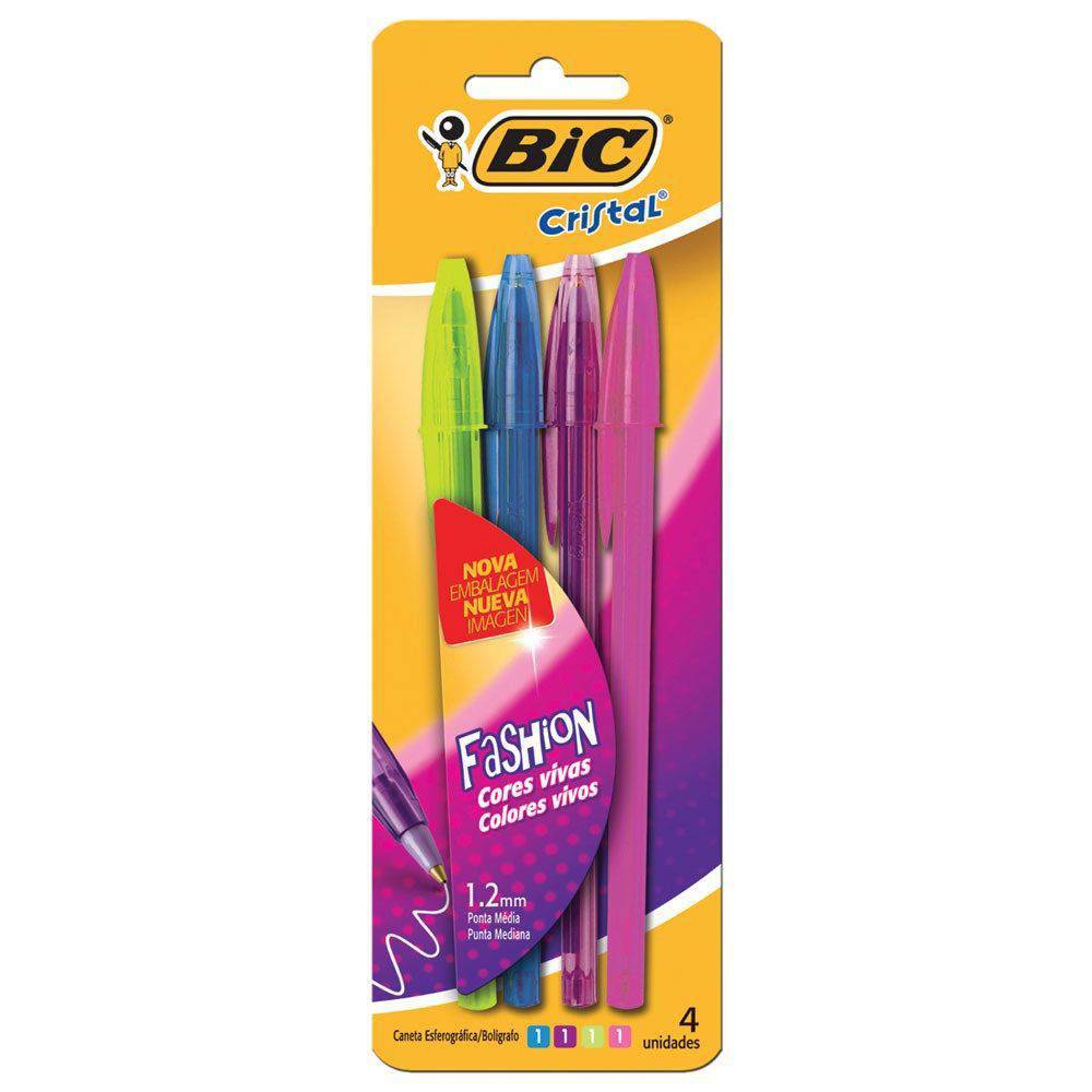 Caneta Hidrográfica Bic Cristal Fashion 1,2 Com 4 Cores