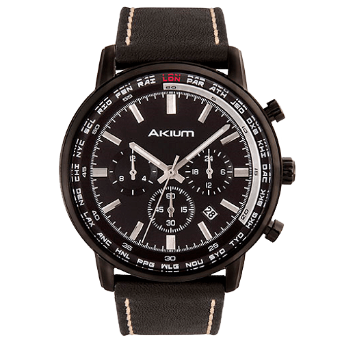 Relógio Akium Masculino Couro Preto – 03G10GL01A