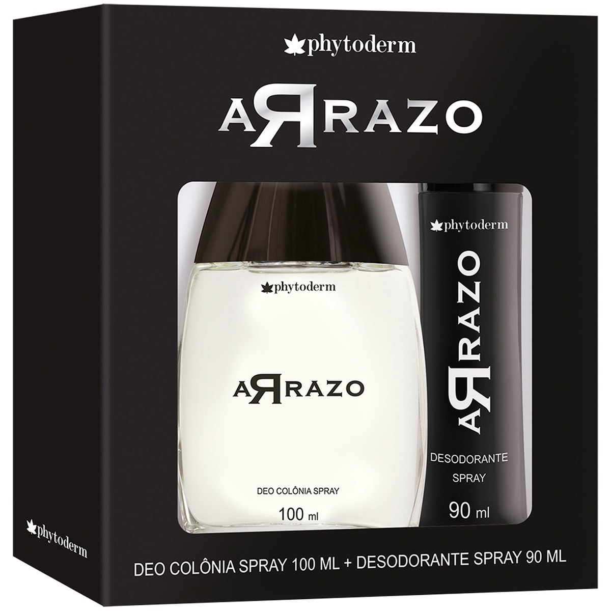 Kit Deo Colônia Arrazo Masculina Phytoderm 100ml + Desodorante Spray 90ml – Incolor