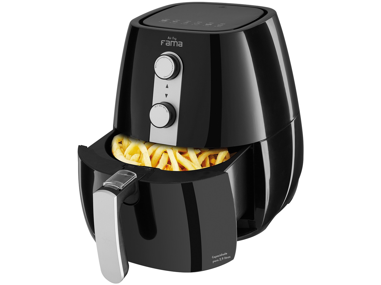 Fritadeira Elétrica Sem Óleo/Air Fryer Fama – Air Fry Preta 2,9L com Timer