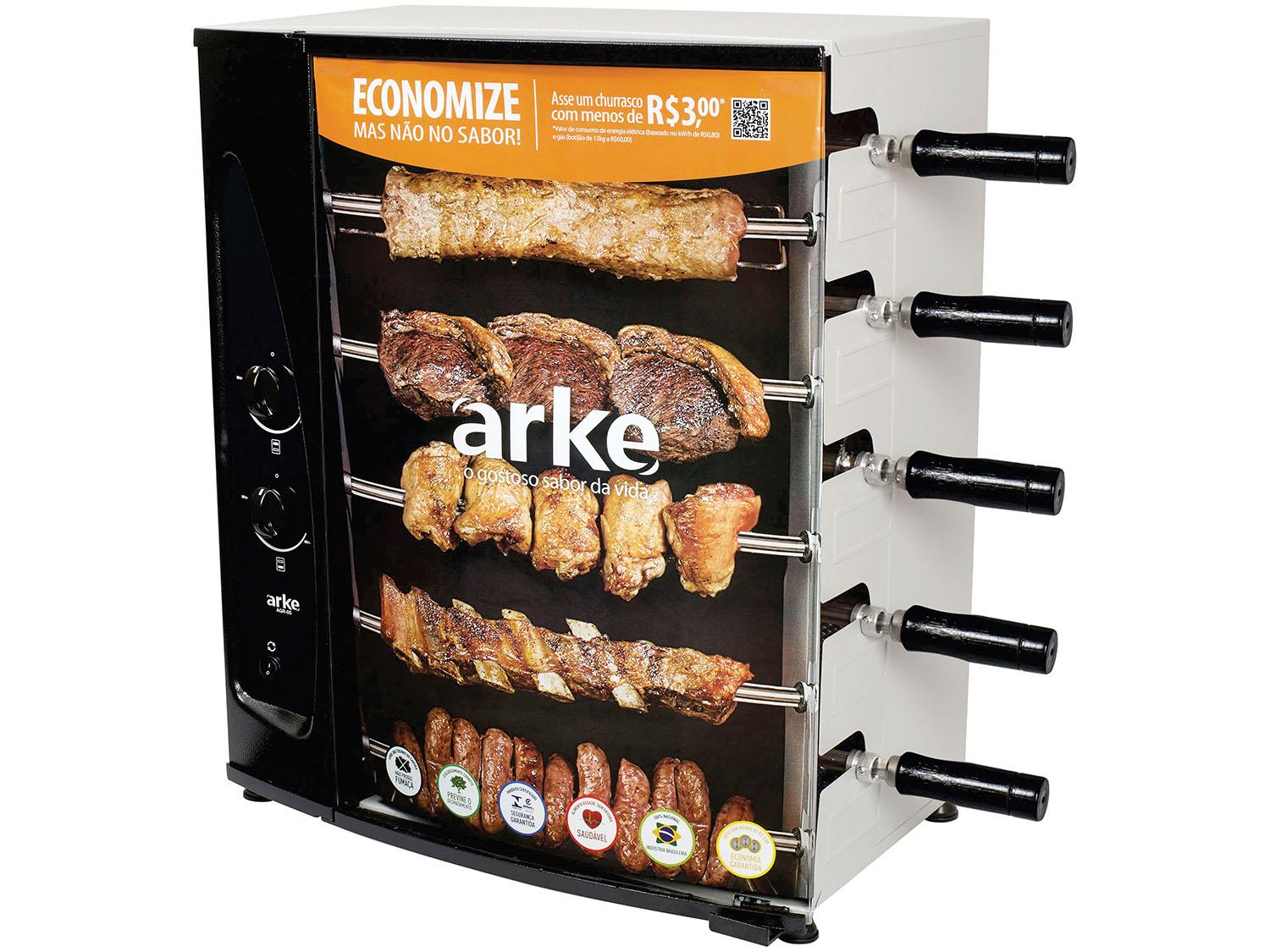 Assador à Gás GLP Rotativo Arke AGR-05 – 5 Espetos