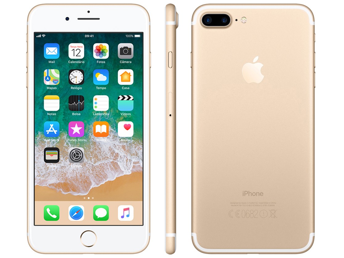 iPhone 7 Plus Apple 32GB Dourado 4G Tela 5.5” – Câm. 12MP + Selfie 7MP iOS 11 Proc. Chip A10