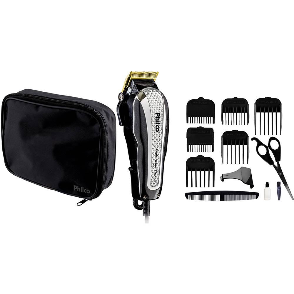 Máquina de Cortar Cabelos Philco Triple Action Titanium Pcr06p – Cinza