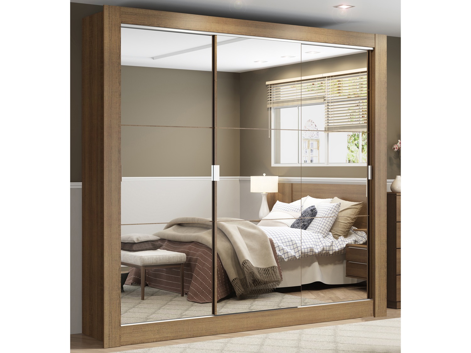 Guarda-roupa Casal 3 Portas Madesa – City 1056-3E com Espelho