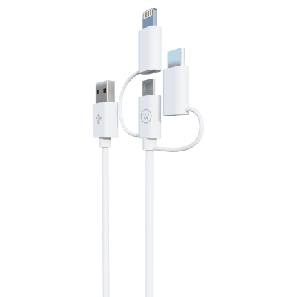 Cabo 3 Em 1 iwill Micro Usb/Usb-C 1M Branco Mfi