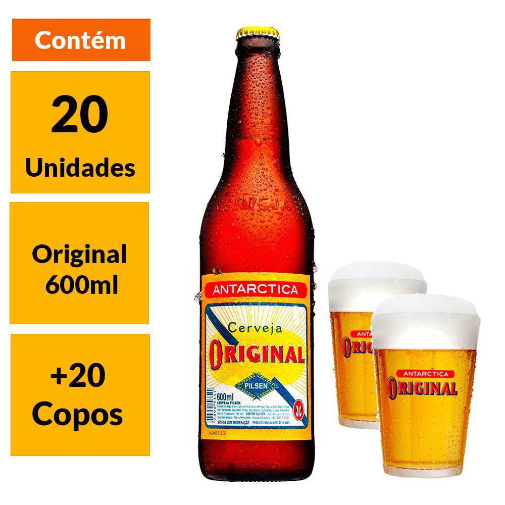Kit Cervejeiro – 20 unidades de cerveja Original 600ml + 20 copos