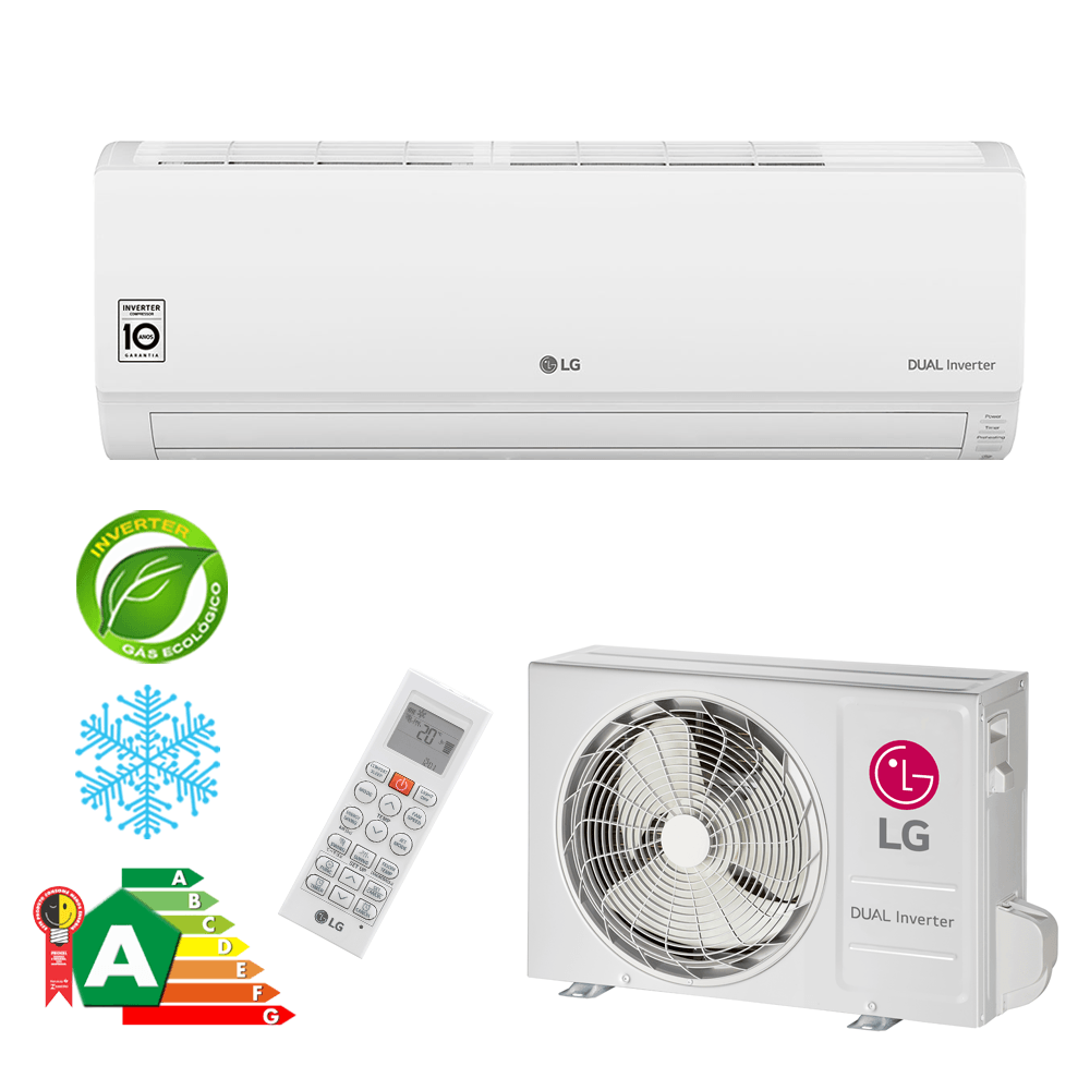 Ar Condicionado Split Inverter 9000 BTUs LG Dual Inverter Frio 220V S4-Q09WA5WB