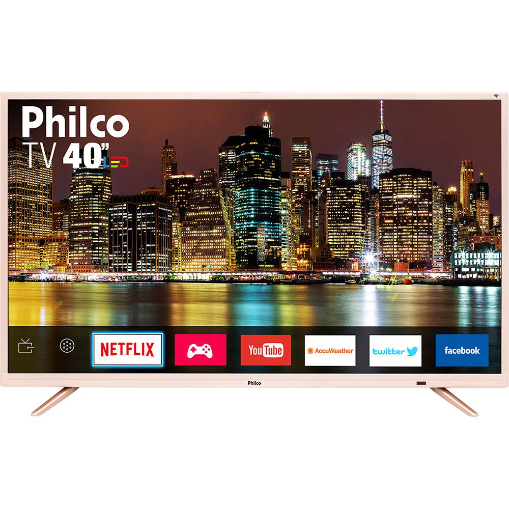 Smart TV LED 40″ Philco Ptv40e60snc Full HD com Conversor Digital 2 HDMI 2 USB Wi-Fi Closed Caption – Champanhe