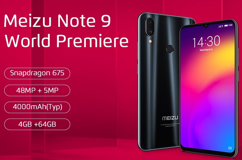 Smartphone Meizu Note 9 Global Version 4GB RAM 64GB ROM Snapdragon 675 Tela 6.2” Câmera Traseira 48MP AI Frontal 20MP Bateria 4000mAh
