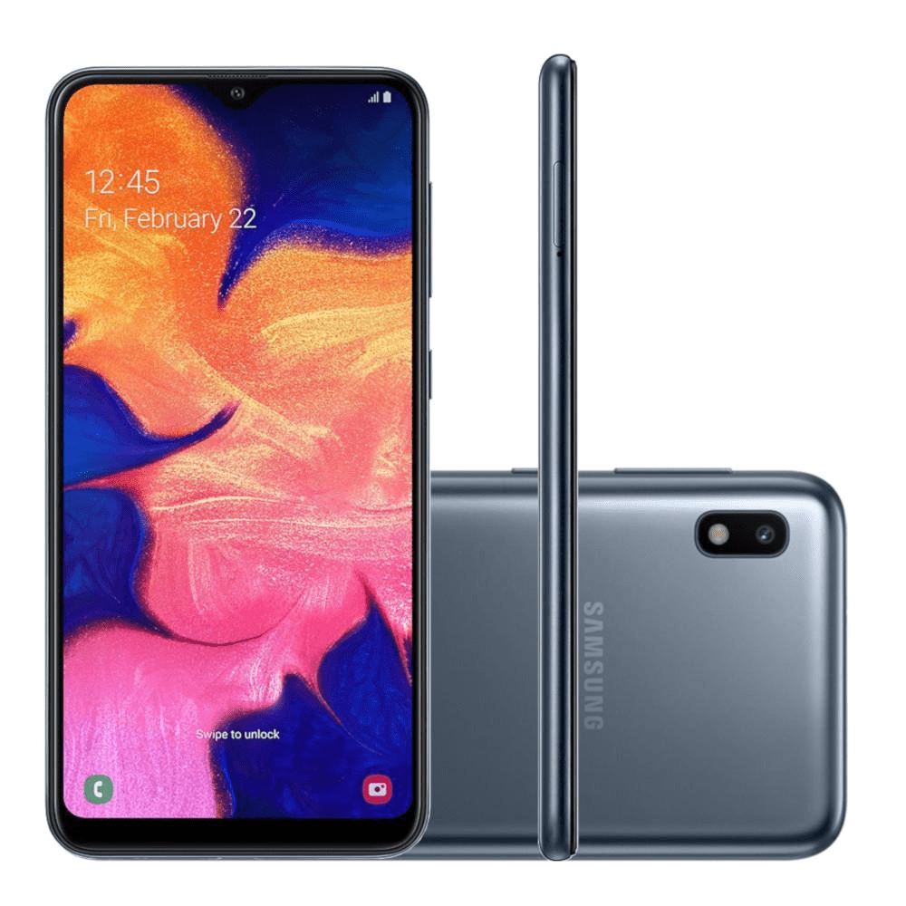 Smartphone Samsung Galaxy A10 32GB 4G Android 9.0 Tela Infinita 6.2” 13MP + 5MP – Preto