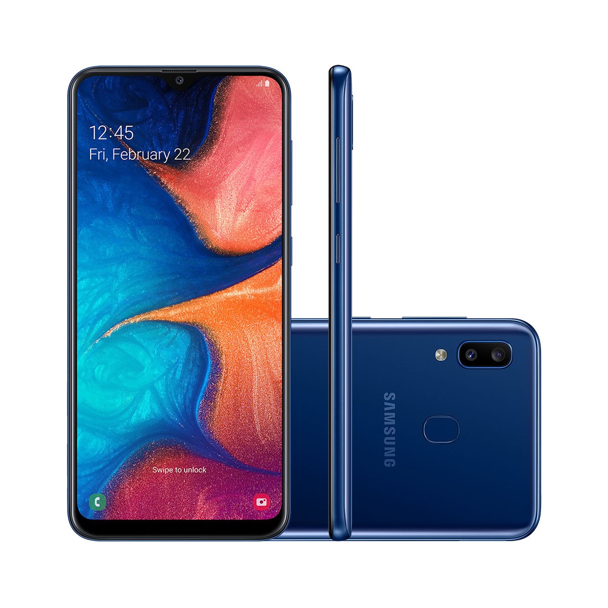 Smartphone Samsung Galaxy A20 32GB Azul Tela 6.4″ Câmera Dupla 13MP Selfie 8MP Dual Chip Android 9.0
