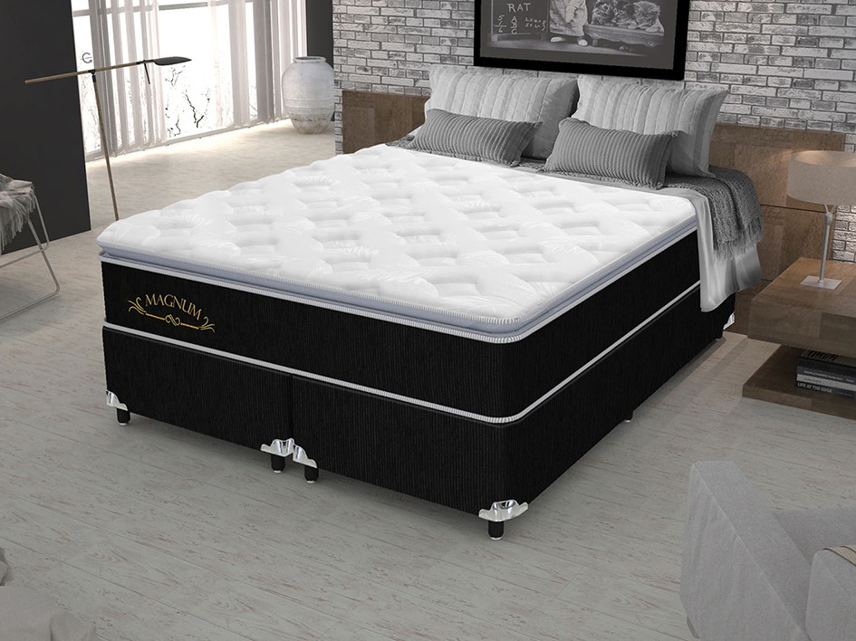 Cama Box Queen Size (Box + Colchão) Plumatex Molas – Ensacadas/Pocket 28cm de Altura Magnum
