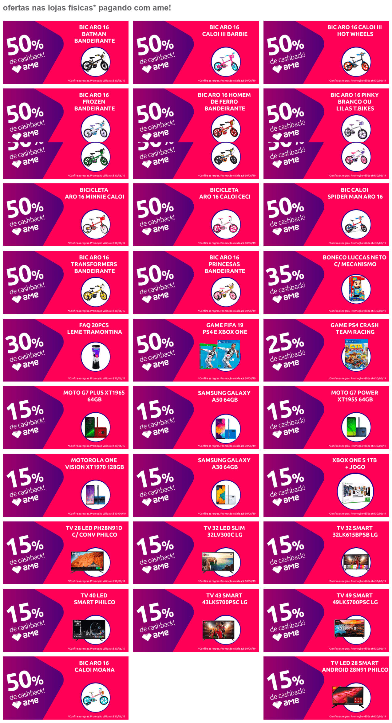 Ofertas da semana nas lojas físicas Americanas pagando com ame!