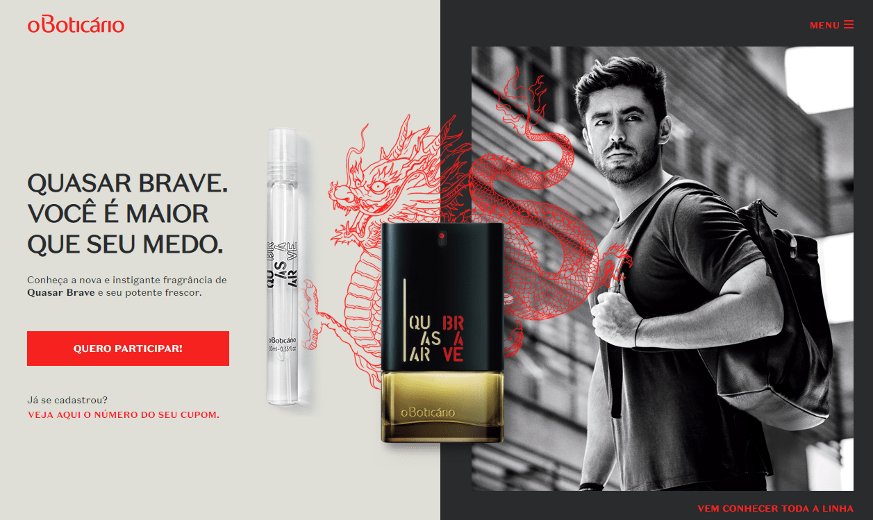 Cadastre-se e ganhe uma amostra da nova fragrância Quasar Brave – O Boticário