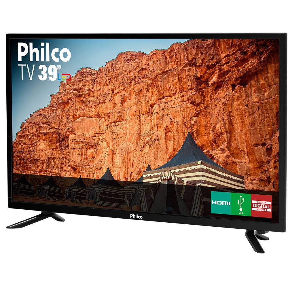 TV LED 39” Philco PTV39N87D HD com Conversor Digital 3 HDMI 1 USB Som Surround 60Hz – Preta