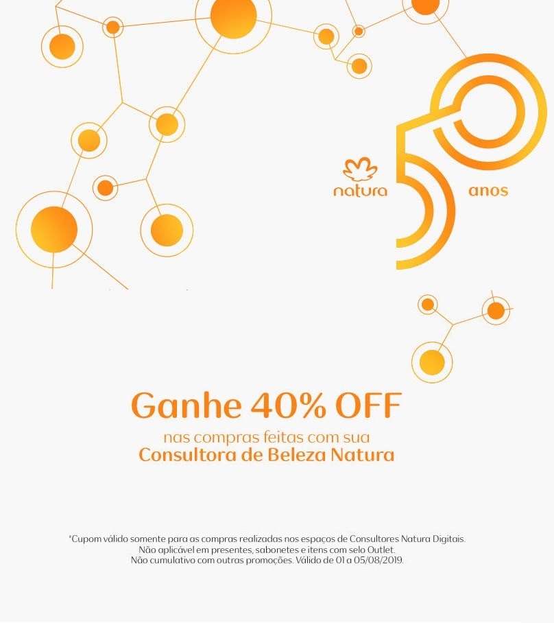 Ganhe 40% OFF na Natura utilizando o cupom