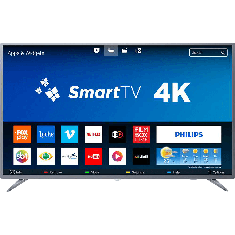 Smart TV LED 50″ Philips 50PUG6513/78 Ultra HD 4k com Conversor Digital 3 HDMI 2 USB Wi-Fi 60hz – Prata