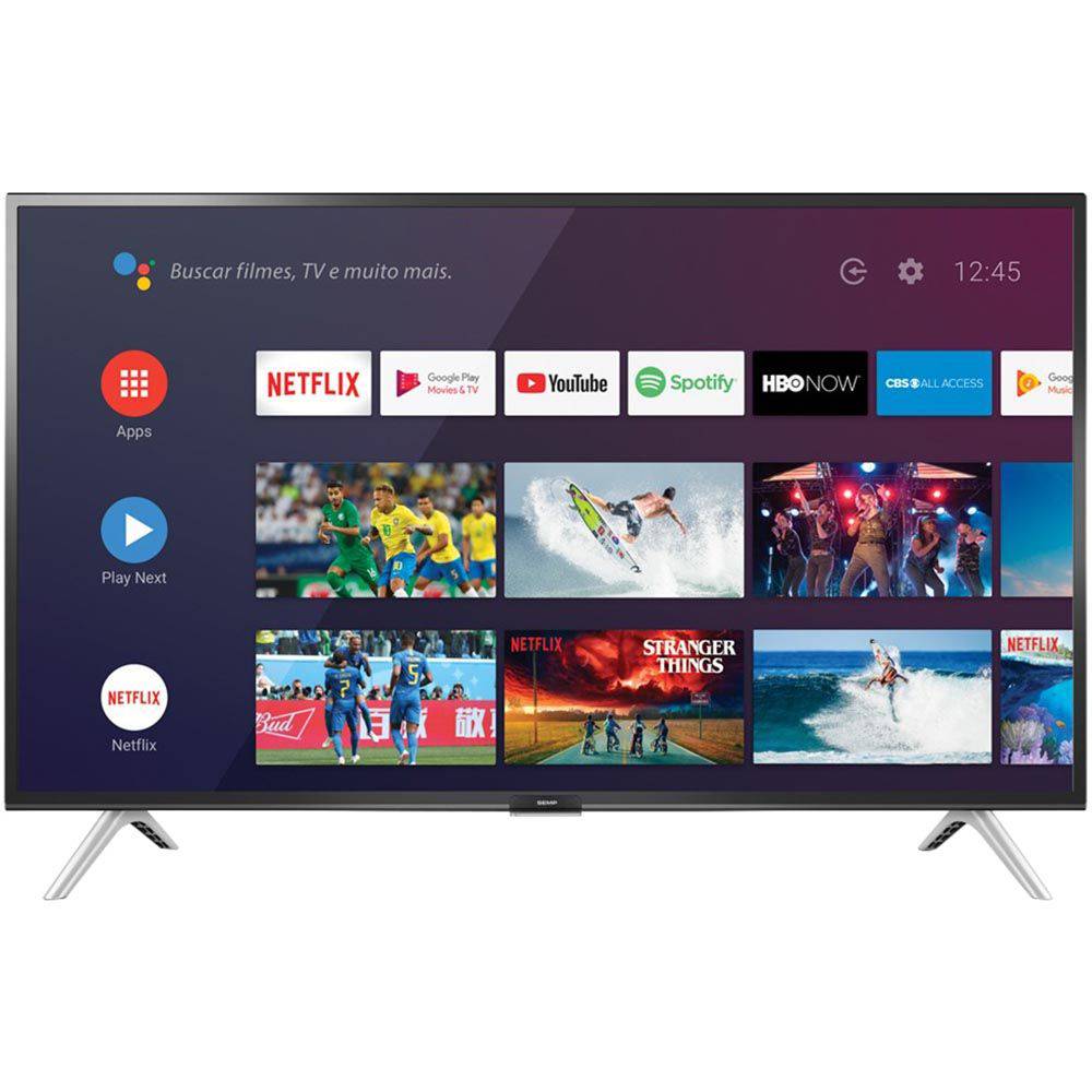 Smart TV Android LED 32″ Semp 32S5300 Bluetooth 2 HDMI 1 USB Controle Remoto com Comando de Voz e Google Assistant