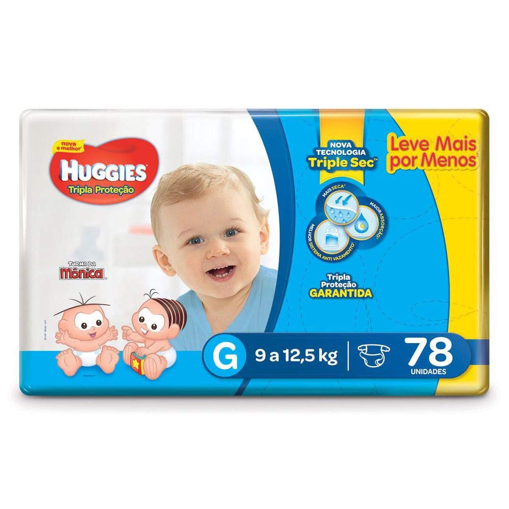 Fralda Huggies Tripla Proteção Hiper G, 78 Fraldas