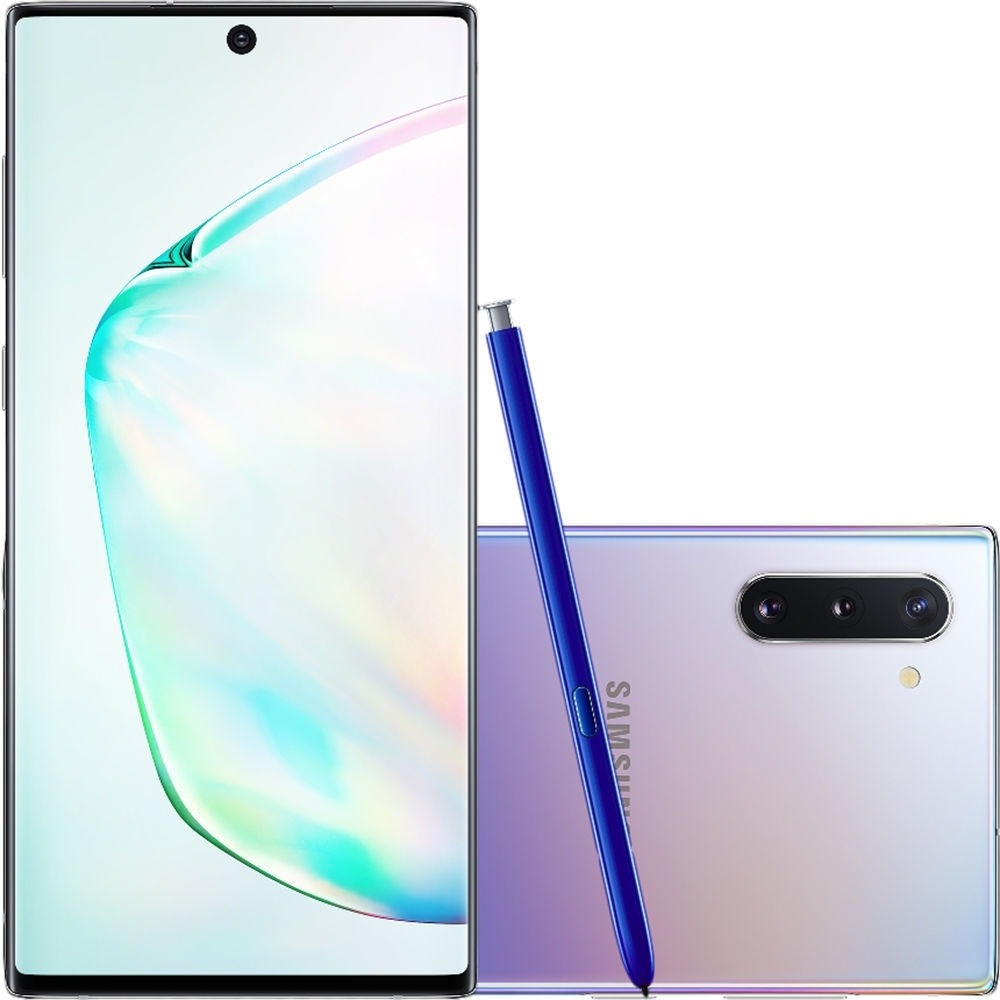 Smartphone Samsung Galaxy Note 10 256GB Dual Chip Android 9.0 6.3″ Octa-Core 4G Câmera 12 MP + 16 MP + 12 MP – Prata