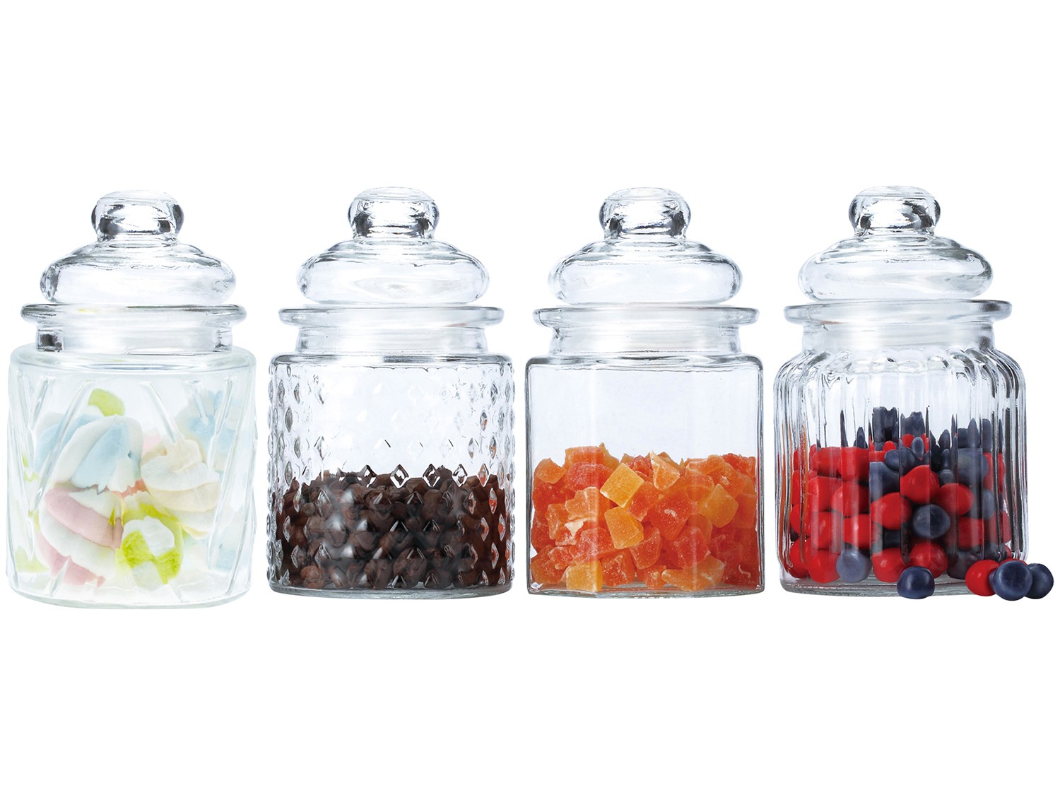 Jogo de Porta Mantimentos de Vidro Hermético – Redondo 300ml Casambiente POVI082A 4 Peças
