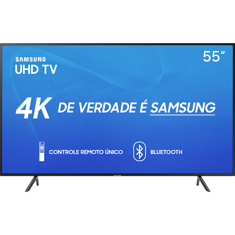 Smart TV LED 55″ Samsung 55RU7100 Ultra HD 4K com Conversor Digital 3 HDMI 2 USB Wi-Fi Visual Livre de Cabos Controle Remoto Único e Bluetooth