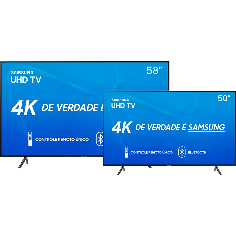 Smart TV LED 50” Samsung 50RU7100 Ultra HD 4K com Conversor Digital 3 HDMI 2 USB Wi-Fi + Smart TV LED 58” Samsung 58RU7100 Ultra HD 4K com Conversor Digital 3 HDMI 2 USB Wi-Fi