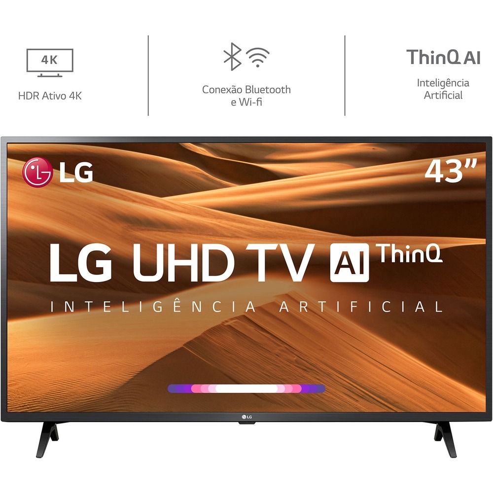Smart TV Led 43” LG 43UM7300 Ultra HD 4K Thinq AI Conversor Digital Integrado 3 HDMI 2 USB Wi-Fi com Inteligência Artificial