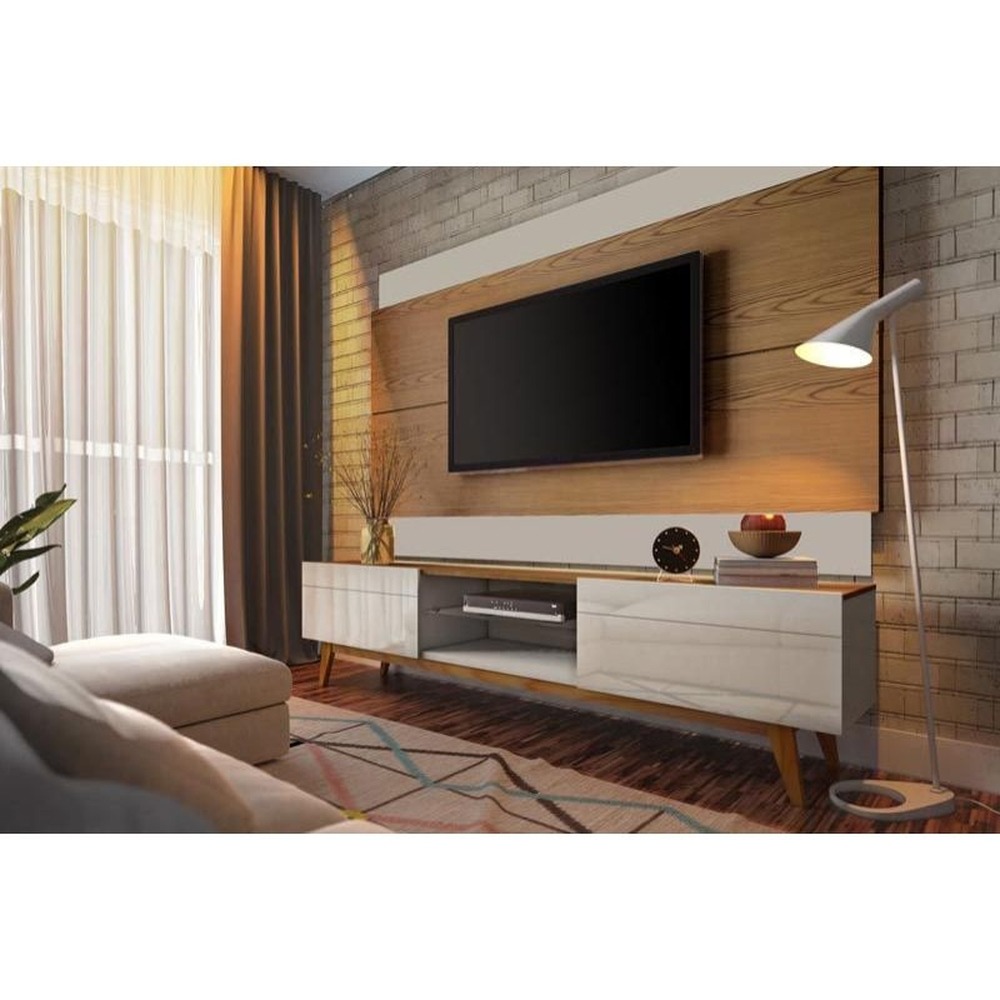 Rack com Painel Classic 2G 1.8 Freijó com Off White – Imcal Móveis