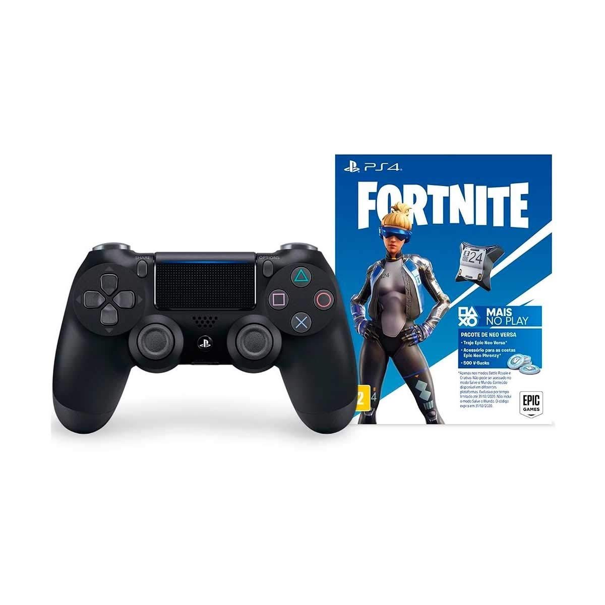 Controle Dualshock 4 Jet + Voucher Fortnite – PlayStation 4 – Preto