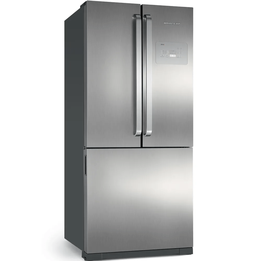 Geladeira Brastemp Frost Free Side Inverse 540 litros cor Inox com Ice Maker – BRO80AK