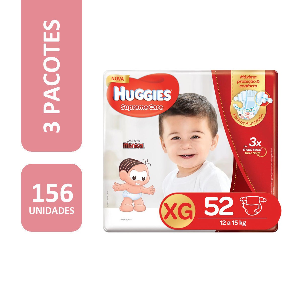 Kit de Fraldas Huggies Hiper Supreme Care XG – 156 Unidades