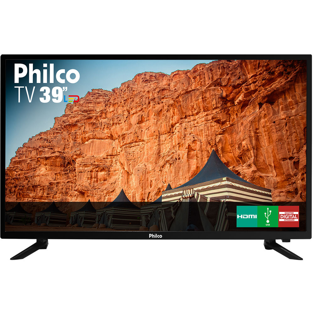 TV LED 39” Philco PTV39N87D HD com Conversor Digital 3 HDMI 1 USB Som Surround 60Hz – Preta