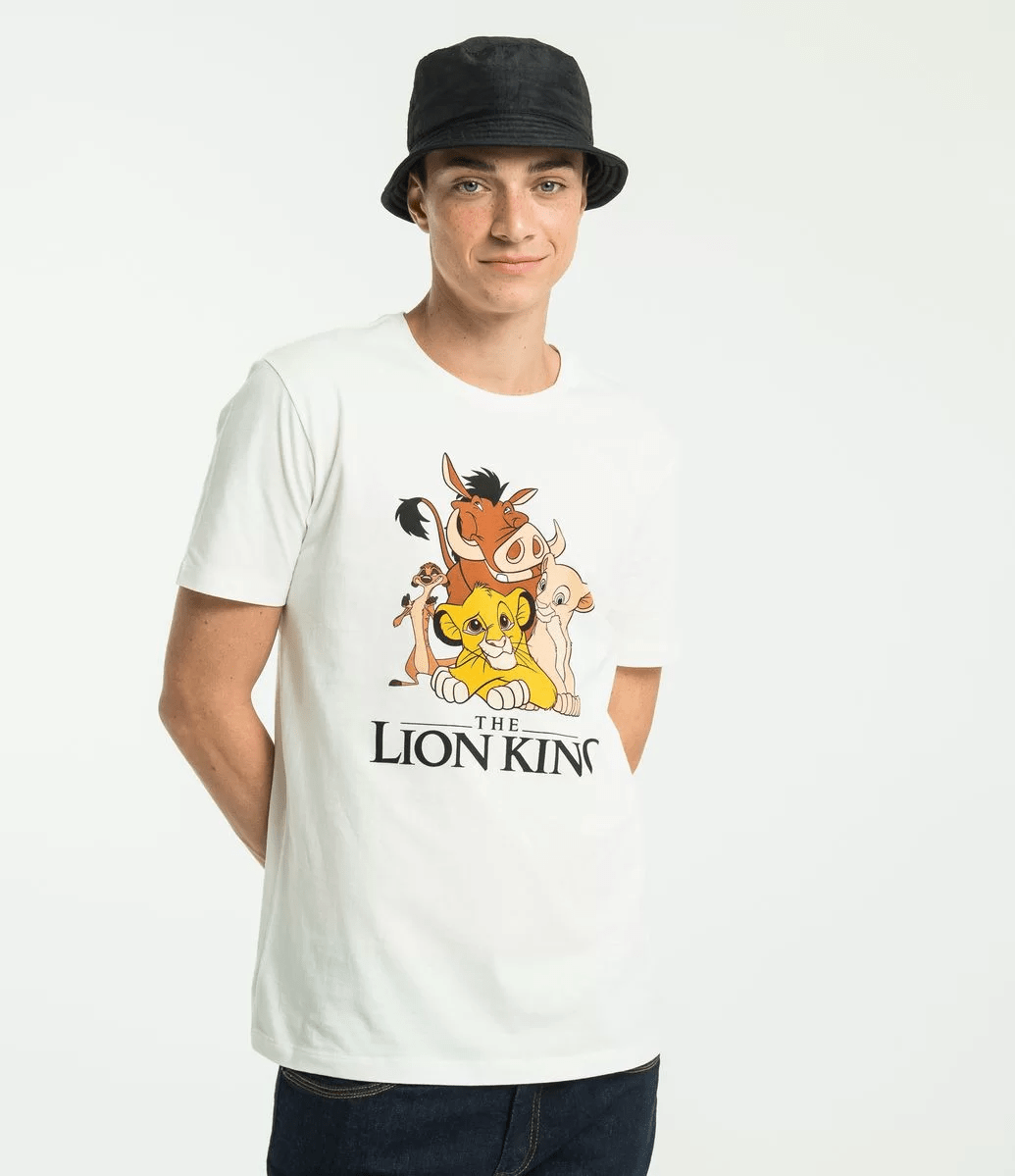 Camiseta Manga Curta Estampa Rei Leão