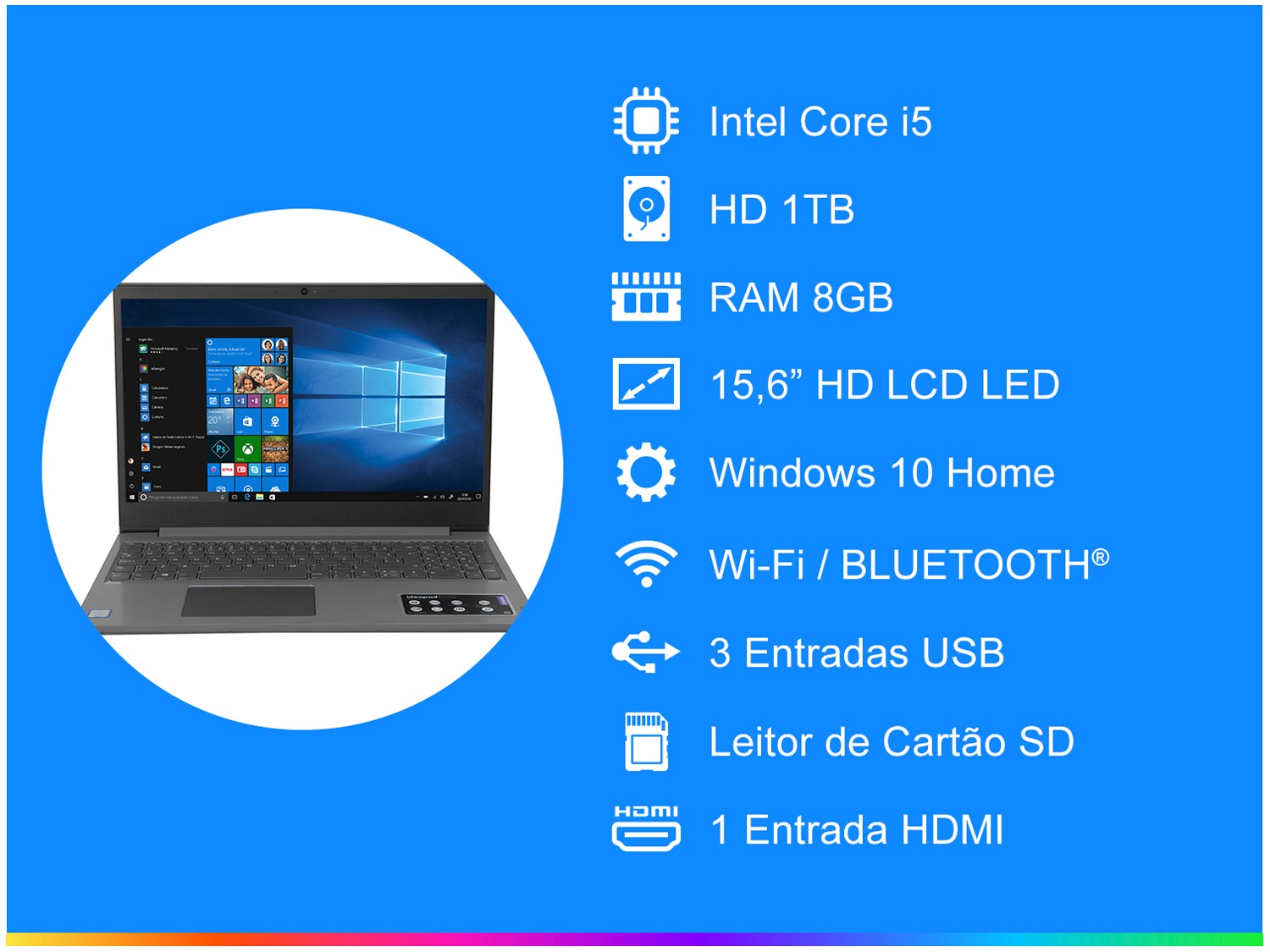 Notebook Lenovo Ideapad S145-15IWL Intel Core i5 – 8GB 1TB 15,6” Windows 10