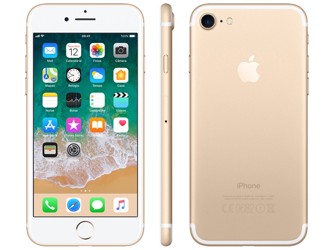iPhone 7 Apple 128GB Dourado 4G Tela 4.7” Retina – Câm. 12MP + Selfie 7MP iOS 11 Proc. Chip A10