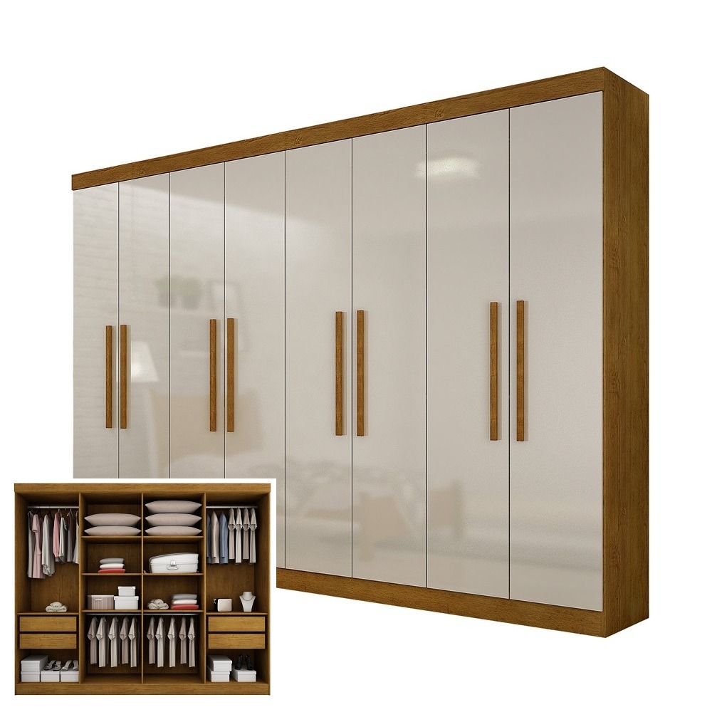 Guarda Roupa Hera- C/8 Portas- Imbuia/off white Rufato