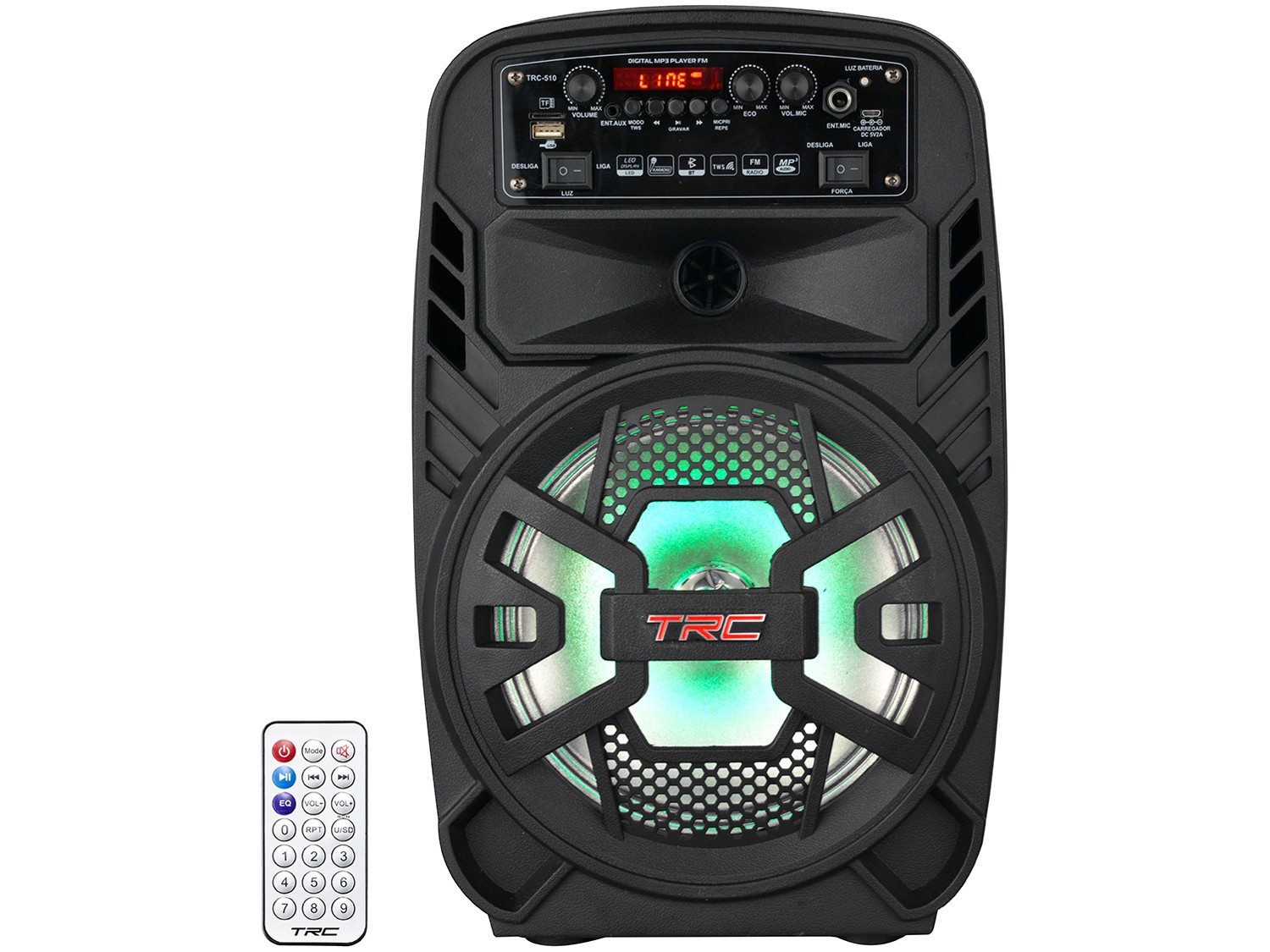Caixa de Som Bluetooth TRC 510 Ativa Amplificada – 100W USB