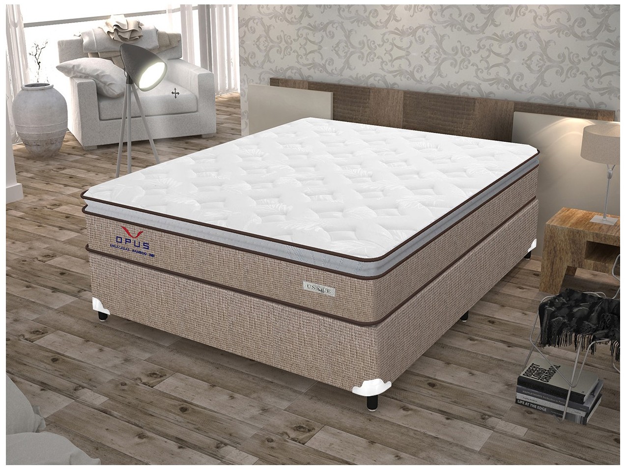 Cama Box (Box + Colchão) Casal Molas – Ensacadas 65cm de Altura Plumatex Ópus